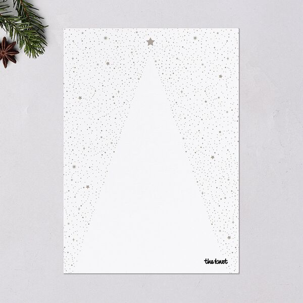 Sparkle Tree Holiday Cards Gold Pure White Signature Blank Standard Portrait