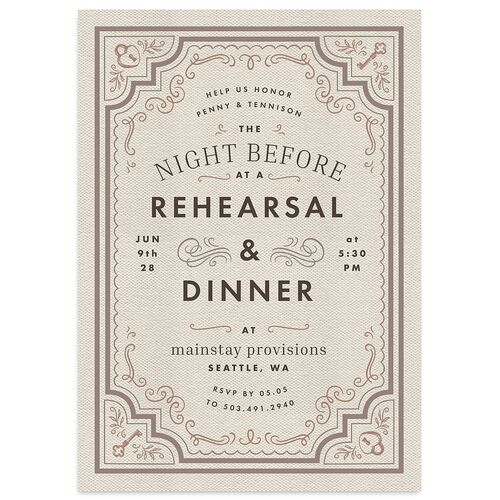 Cinematic Rehearsal Dinner Invitations Linen Signature Blank Standard