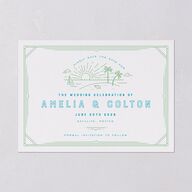 Iconic Beach Save the Date Cards Green Apple Signature smooth Blank No Standard