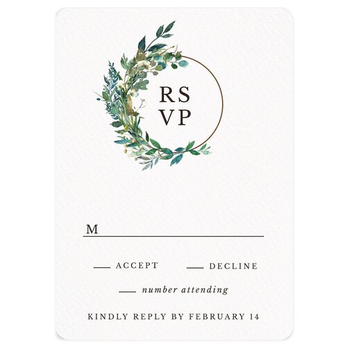 Leafy Hoops Wedding Response Cards Eucalyptus Signature Rounded