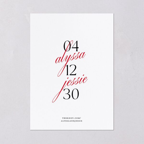 Bold Romantic Type Save the Date Cards Ruby Signature smooth Blank No Standard