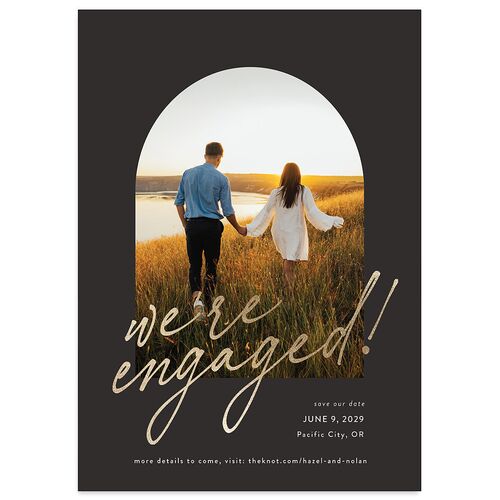 Forever Arch Foil Save the Date Cards Gold Charcoal Signature smooth Blank No Standard