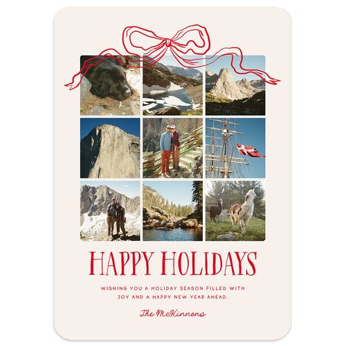 Tied With A Bow Gift Gallery Holiday Cards Scarlet Signature smooth Blank Rounded