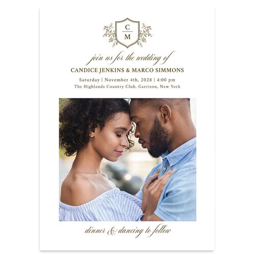 Elegant Photo Crest Wedding Invitations Driftwood Signature Blank No Standard