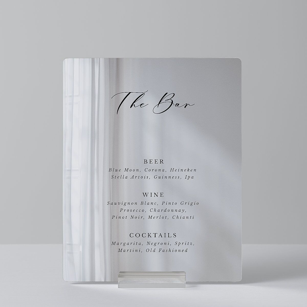 Eucalyptus Frame Mirrored Acrylic Tabletop Sign X-small Pure White Mirrored Acrylic XS Tabletop Table Standard