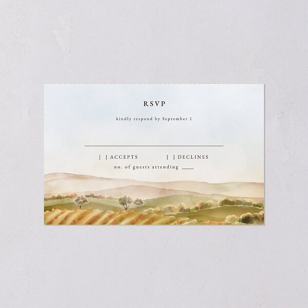 Romantic Vineyard All-in-One Wedding Invitations Rust Signature Light Both Recipient and Return Addresses No