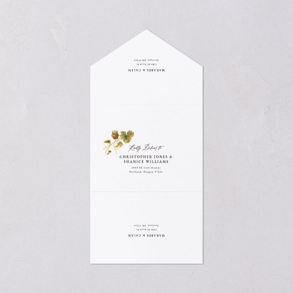 Romantic Vineyard All-in-One Wedding Invitations Rust Signature Light Both Recipient and Return Addresses No
