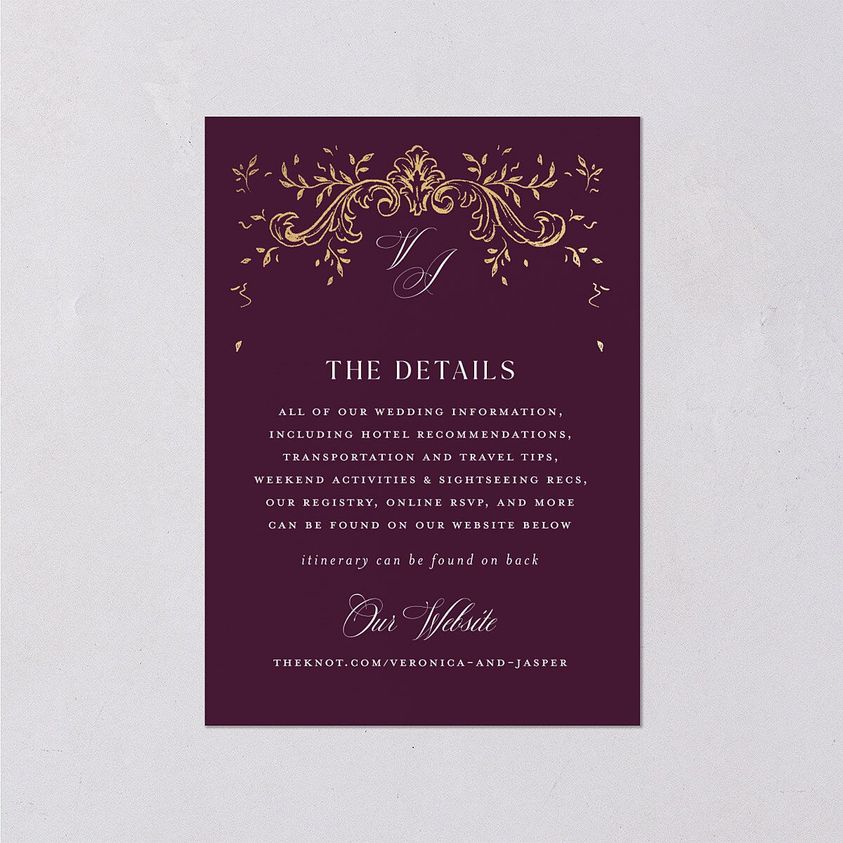 Formal Opulent Frame Wedding Enclosure Cards — view 1