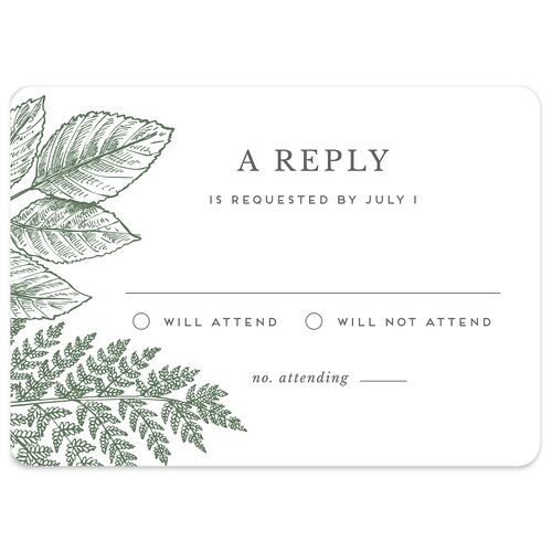 Botanical Frame Wedding Response Cards Hunter Green Signature Rounded