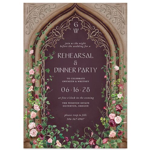 Fairytale Garden Rehearsal Dinner Invitations Bordeaux Signature Blank Standard