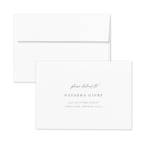 Botanical Monogram Wedding Response Card Standard Envelopes White Dusty Blue Return Address Signature Standard