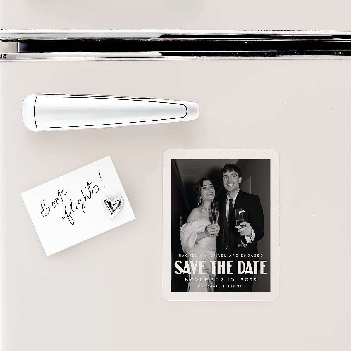 Vintage Art Deco Photo Save The Date Magnets Off-White Magnet Paper