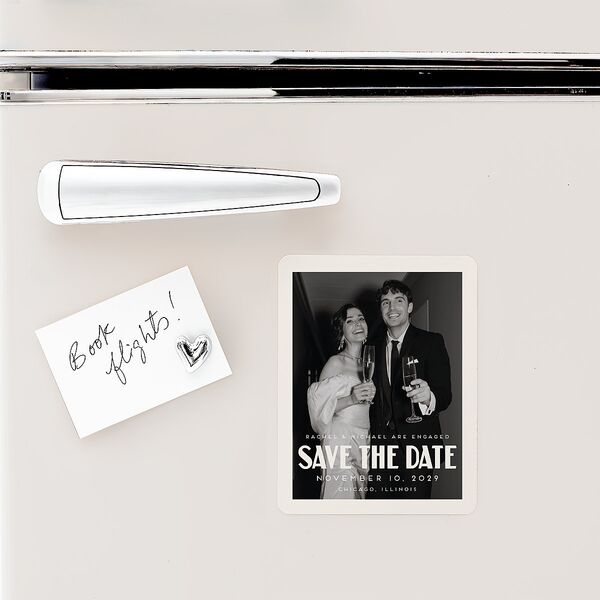 Vintage Art Deco Photo Save The Date Magnets Off-White Magnet Paper
