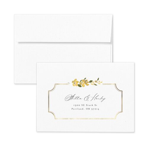 Delphinium Crest Response Card Envelopes Terracotta Daffodil Return Address Signature Standard