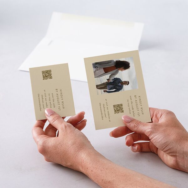 Simply Refined Photo QR Code RSVP Cards Barely Peach Signature Standard