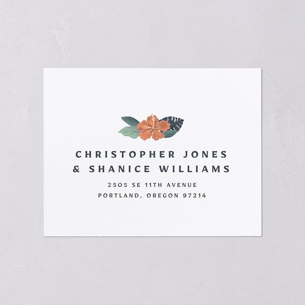 Vintage Island All-in-One Wedding Invitations Rose Gold Signature Light Both Recipient and Return Addresses No