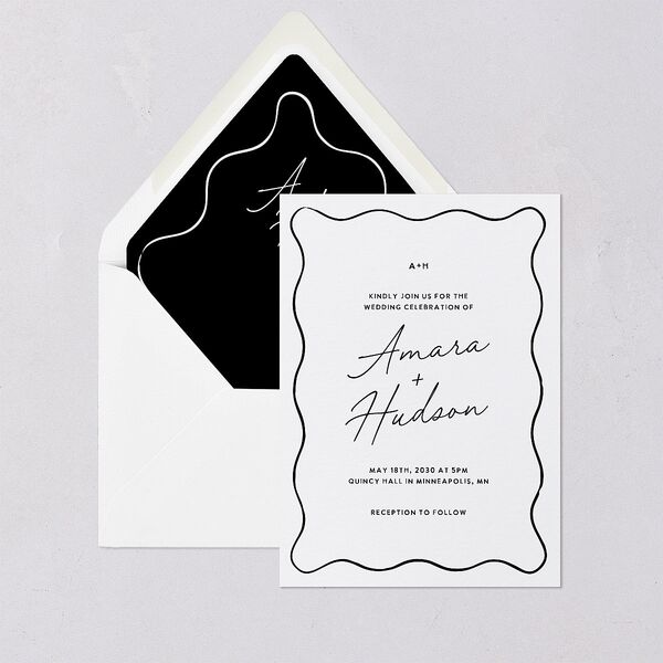 Hand Drawn Wavy Border Euro Envelope Liners Pure White Luxe