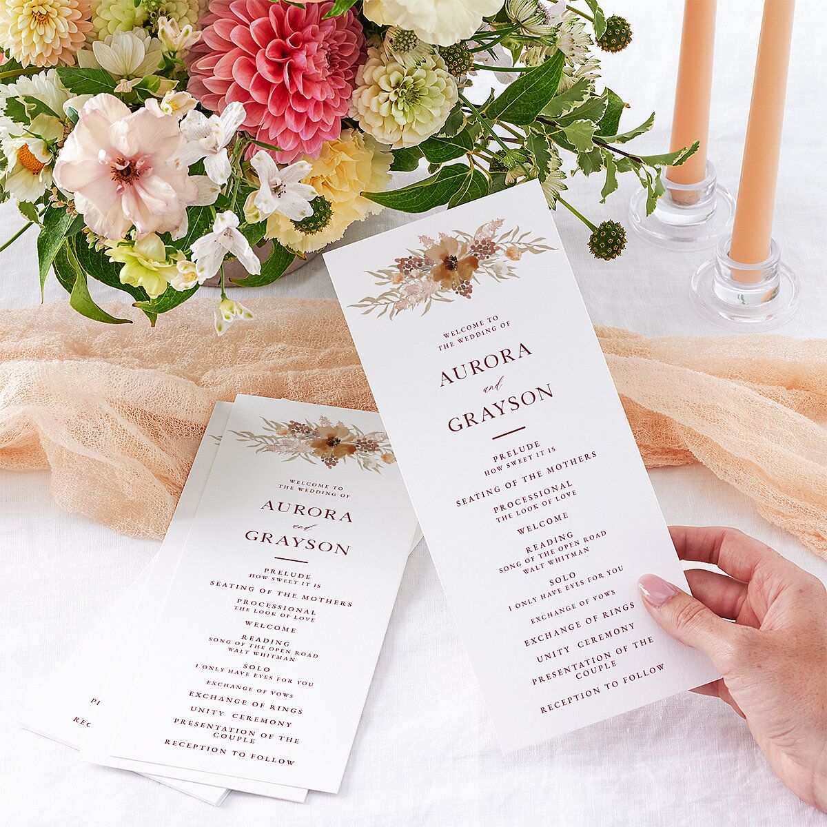 Bohemian Arch Wedding Programs Copper Signature
