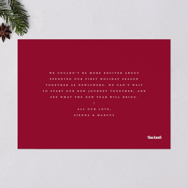 Newlywed Christmas Holiday Cards Garnet Signature Blank Standard Landscape