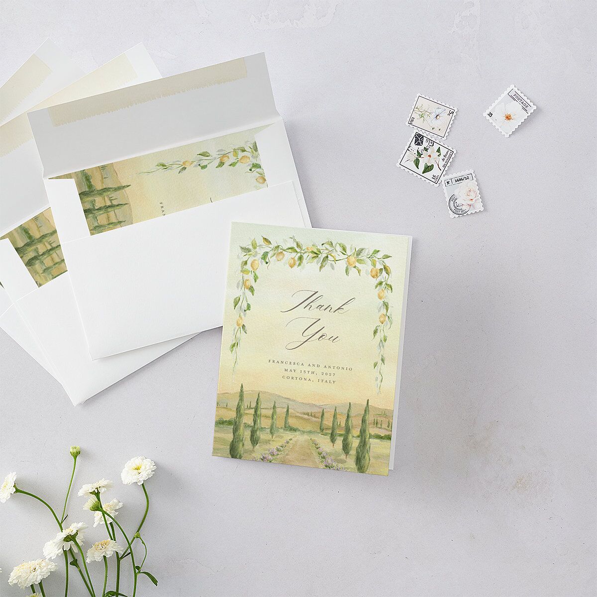 Elegant Italy Thank You Cards Thyme