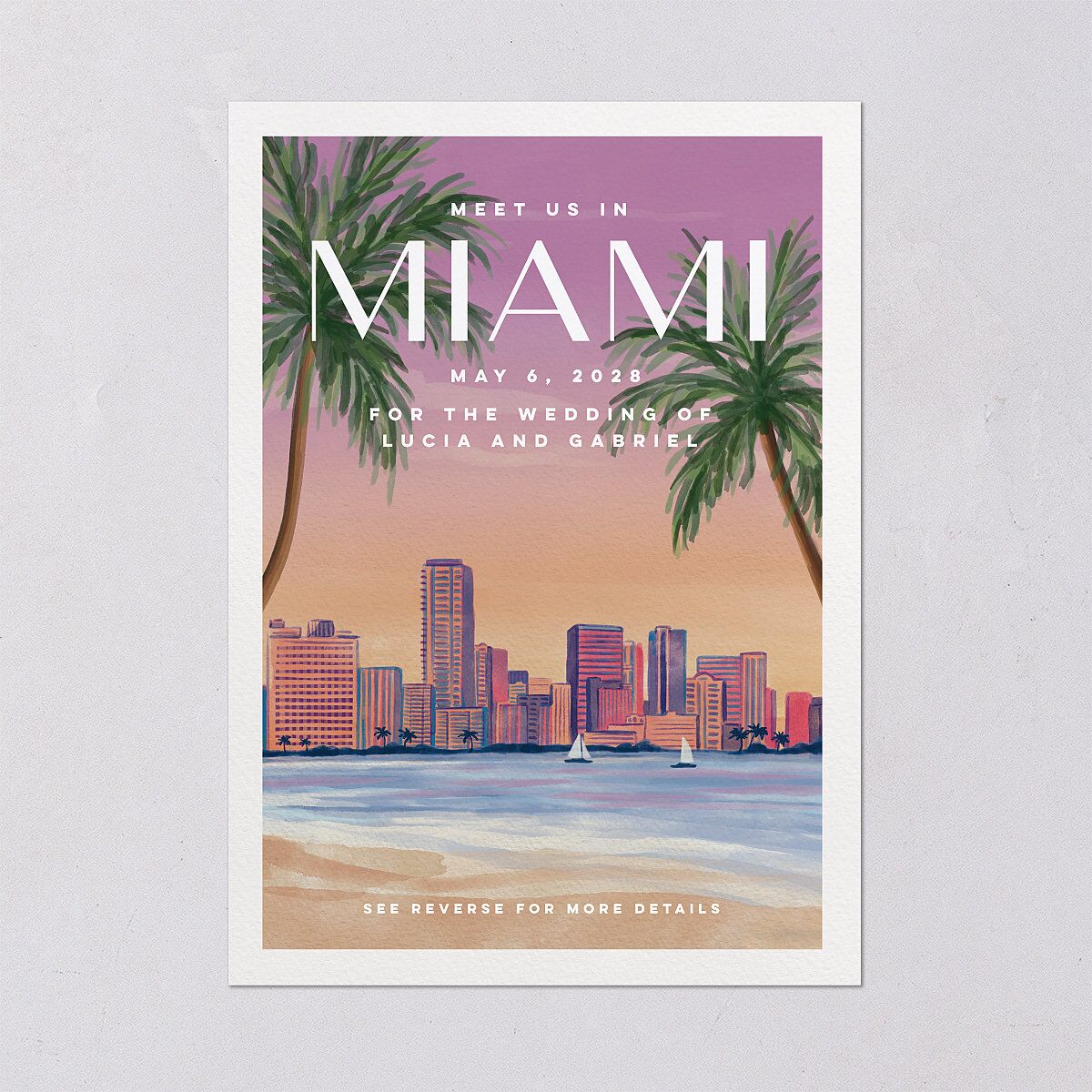 Meet Us In Miami Wedding Invitations Orchid Signature Blank No Standard