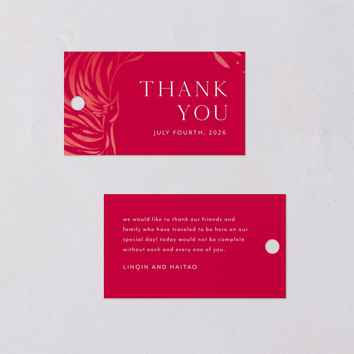 Chinese Phoenix Fenghuang Favor Gift Tags Crimson Signature