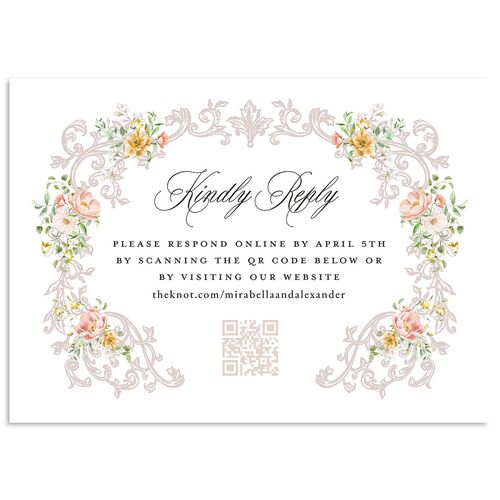 Elegant Floral Regency Wedding Response Cards Pink Cotton Signature Standard