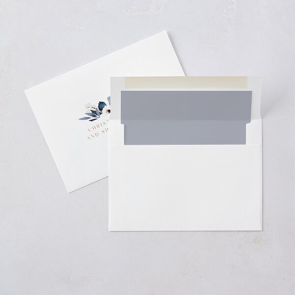 Gilded Blooms Wedding Invitations Gold Regency Blue Signature Blank No Standard