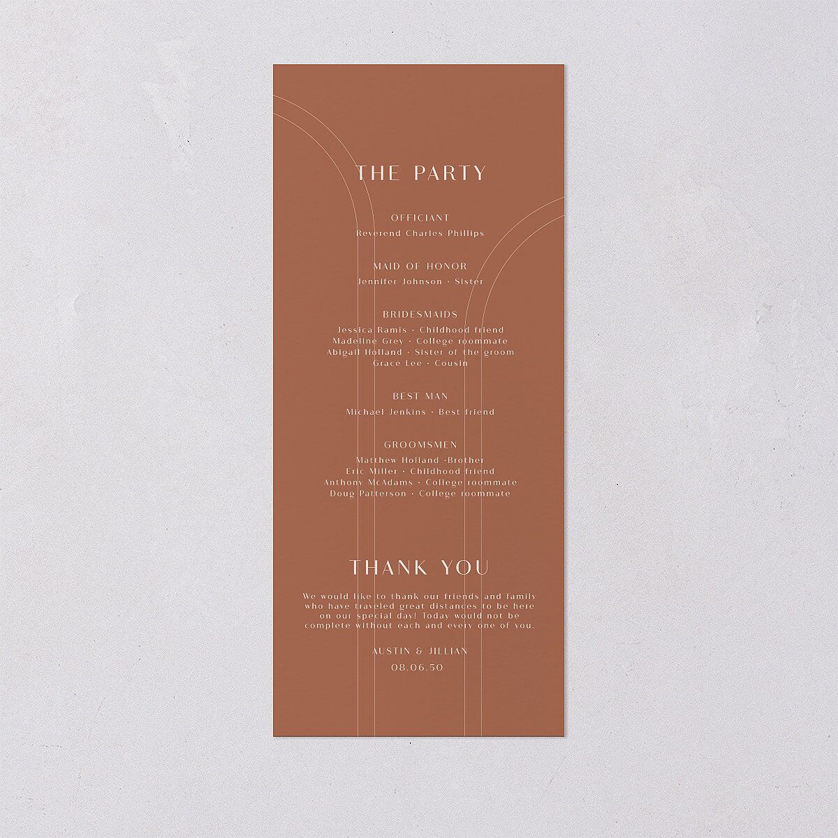 Modern Romantic Wedding Programs Chestnut Signature