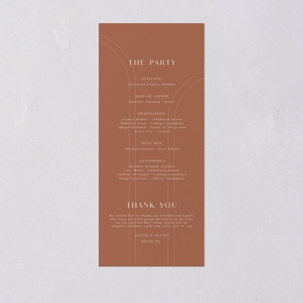 Modern Romantic Wedding Programs Chestnut Signature