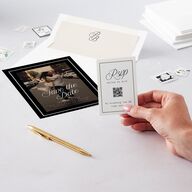 Vintage Script QR Code RSVP Cards Pure White Signature Standard