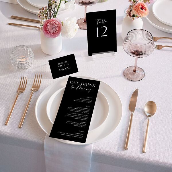 Modern Contrast Place Cards Midnight Signature