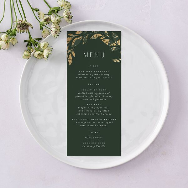 Gilded Leaves Menus Gold Hunter Green Signature