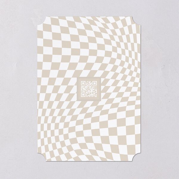 Checked Save the Date Cards Taupe Signature smooth Blank No