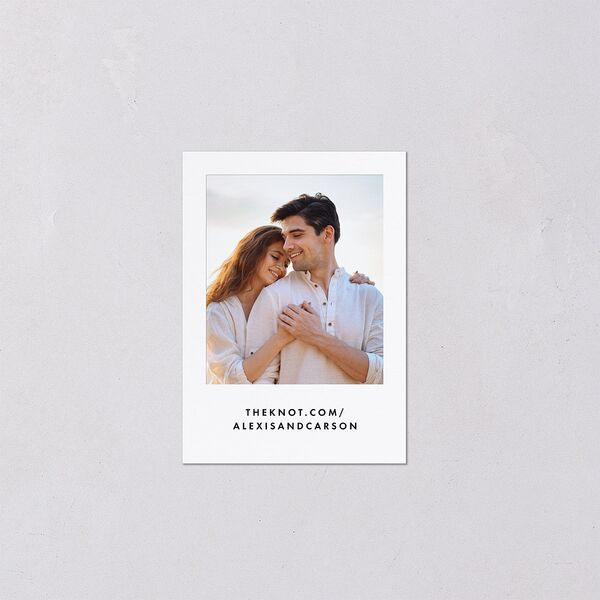 Elegant Modern Portrait Script QR Code RSVP Cards Pure White Signature Standard