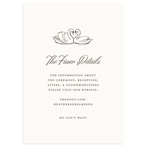Elegant Swans Wedding Enclosure Cards Sepia Signature Standard