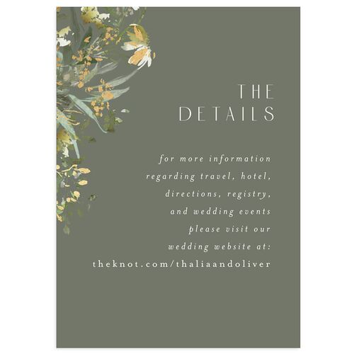 Gilded Greenery Wedding Event Detail Cards Gold Deep Olive Signature Standard