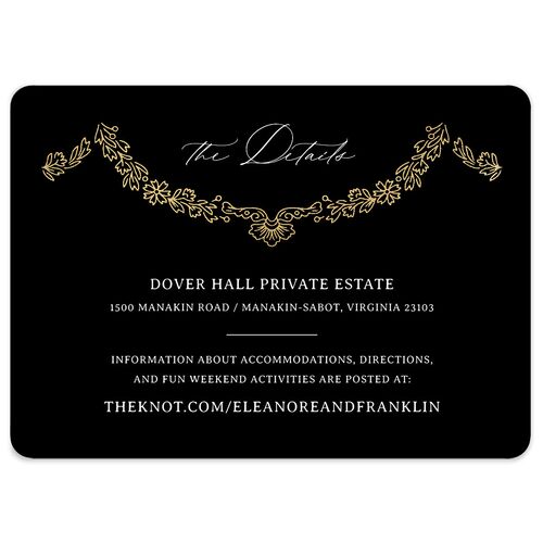 Baroque Border Wedding Event Detail Cards Gold Licorice Signature Rounded