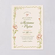 Whimsical Drawn Flowers Wedding Invitations Thyme Signature Blank No Standard