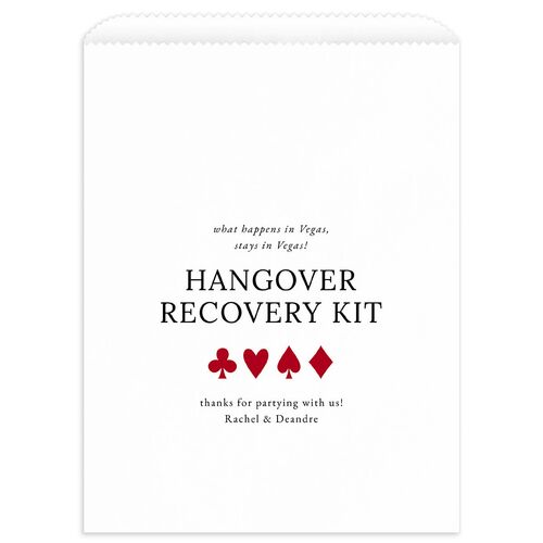 Las Vegas Playing Card Favor Bags White Jewel Red Wax-Lined Food Safe Paper
