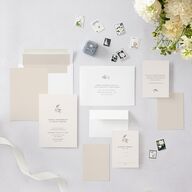 Minimal Leaves Wedding Invitations Bisque Signature Blank No Standard
