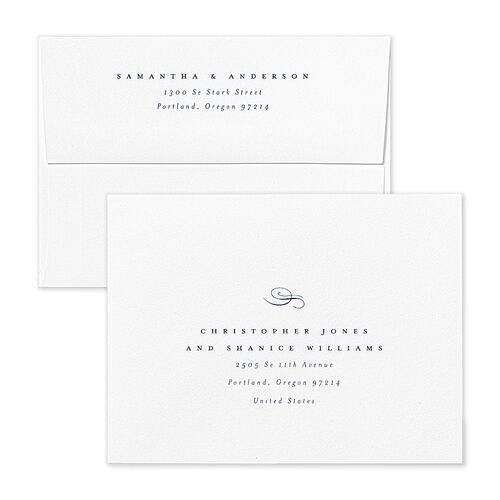Flourishing Love Thank You Card Envelopes White Navy Both Recipient and Return Addresses Signature Standard