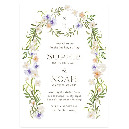 Wildflower Altar Wedding Invitations Plum Recycled Blank No