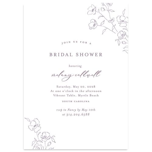 Floral Adornment Bridal Shower Invitations Purple Haze Signature Blank Standard