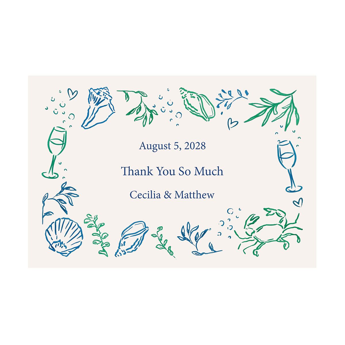 Nautical Border Thank You Postcards