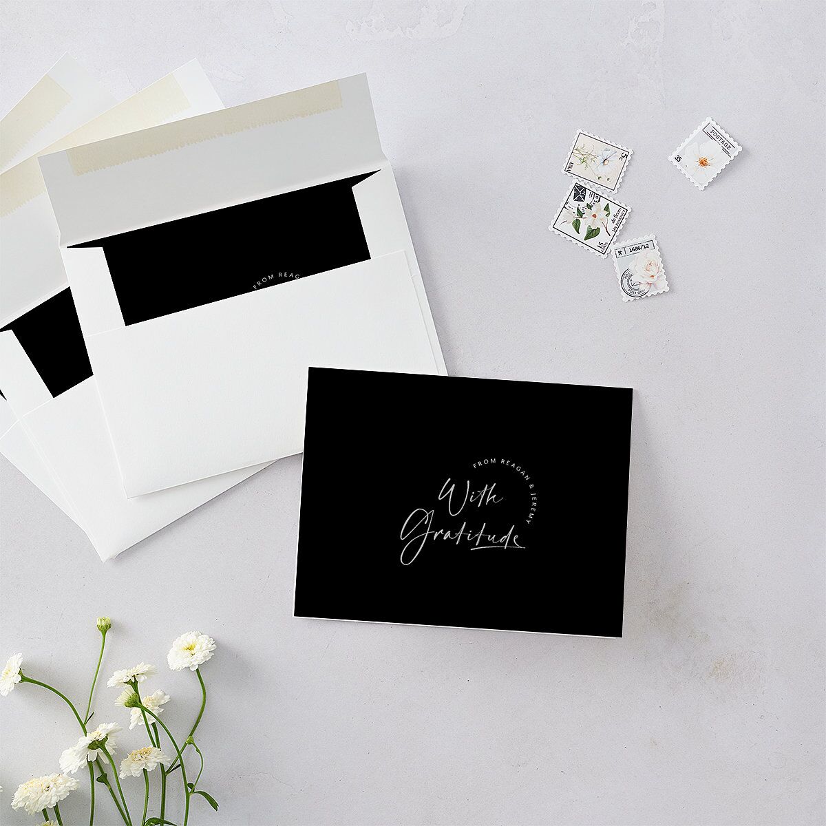 Modern Arc Thank You Cards Licorice