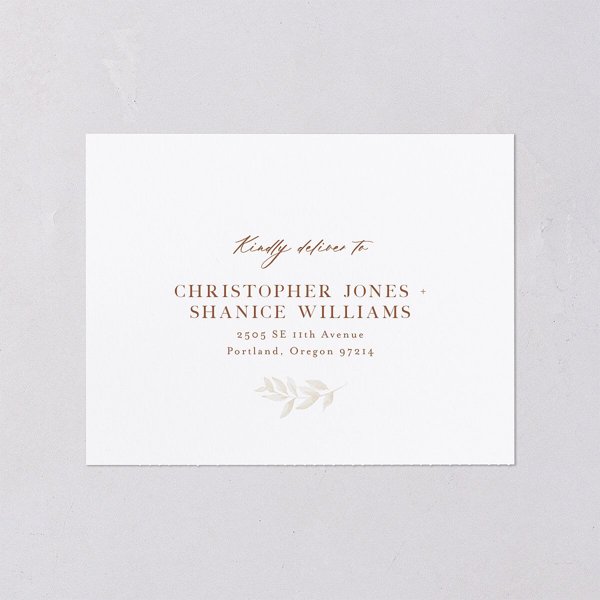 Shining Wreath All-in-One Wedding Invitations Terracotta Signature Light Both Recipient and Return Addresses No