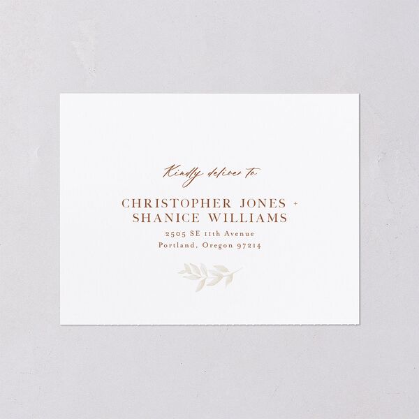 Shining Wreath All-in-One Wedding Invitations Terracotta Signature Light Both Recipient and Return Addresses No
