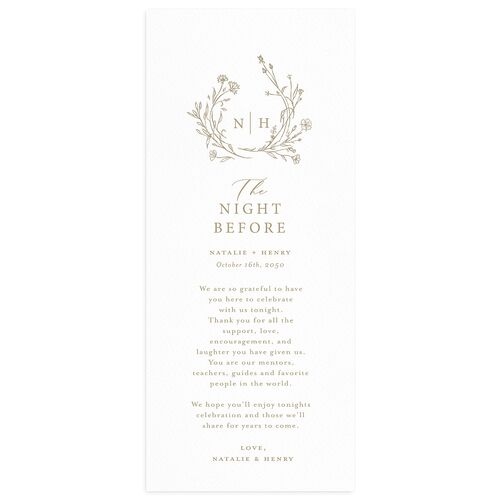 The Night Before Natural Monogram Menus Fawn Signature