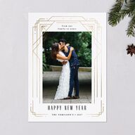 Gilded New Years Holiday Cards Gold Pure White Signature Blank Portrait  Standard